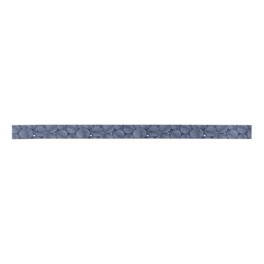 Ruban En Satin Joli plage bleu coquillage motif (Devant)