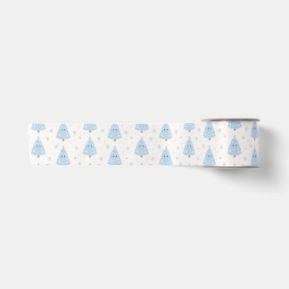 Ruban En Satin Joli Sapin de Noël Moderne Bleu