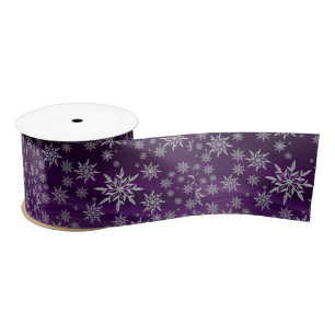 Ruban En Satin Joli violet glace Cristal Snowflakes Noël