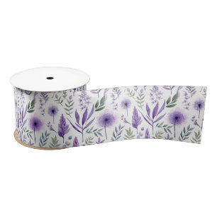 Ruban En Satin Jolie aquarelle Floral Lavande Purple Botanique