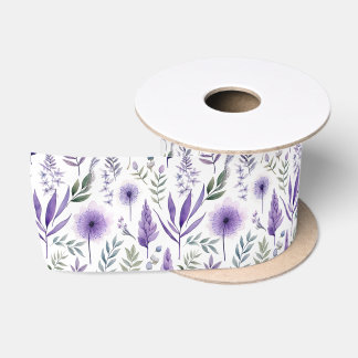 Ruban En Satin Jolie aquarelle Floral Lavande Purple Botanique
