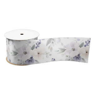 Ruban En Satin Jolies Fleurs Lavande Ivoire Violet Bain de Mariée