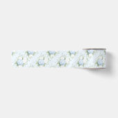 Ruban En Satin Jolies Roses Blanches Fleurs d'Hydrangea Bleu (Devant)