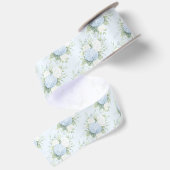 Ruban En Satin Jolies Roses Blanches Fleurs d'Hydrangea Bleu (Dos)