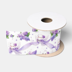 Ruban En Satin Jolis colombes de mariage avec lilas et rubans