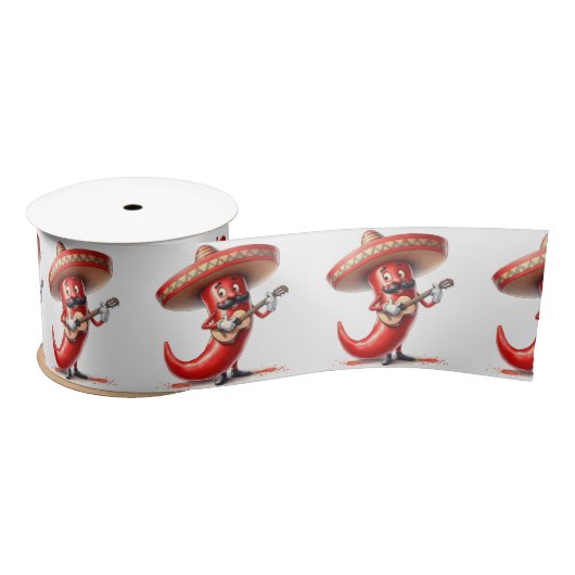 Ruban En Satin Joueur guitariste mexicain Red Chili Pepper (Bobine)