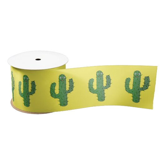 Ruban En Satin Jour des morts heureux Cactus Patterned (Bobine)