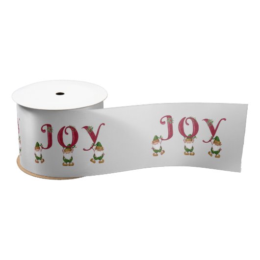 Ruban En Satin JOY Christmas Elves tenant des Lettres (Bobine)