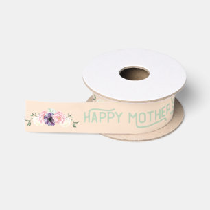 Ruban En Satin Joyeuse Fête des Mères - Guirlandes de fleurs sur