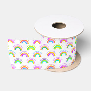 Ruban En Satin Joyeuse Fête des Mères Motif Arc-en-Ciel Aquarelle