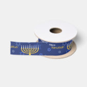 Ruban En Satin Joyeuse Hanukkah Menorah (Bobine)