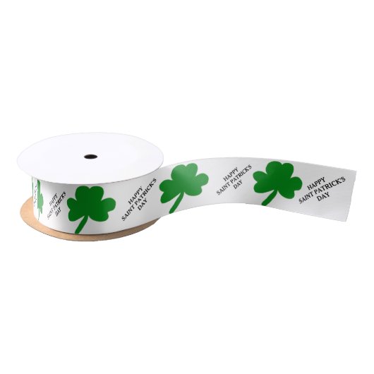 Ruban En Satin Joyeuse Saint-Patrick Shamrocks (Bobine)