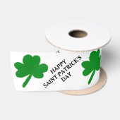 Ruban En Satin Joyeuse Saint-Patrick Vert Shamrocks 3" (Bobine)