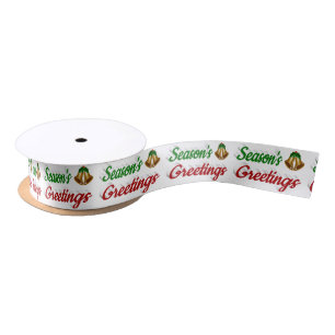 Ruban En Satin Joyeuses Fêtes Bells Noël rouge vert script