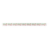 Ruban En Satin Joyeuses Fêtes Bells Noël rouge vert script (Devant)