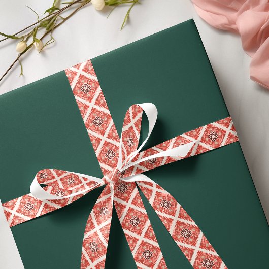 Ruban En Satin Joyeuses Fêtes Modernes Gras Rouge Floral Noël