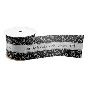 Ruban En Satin Joyeux Anniversaire" 40 Motif Numérique Noir/Blanc