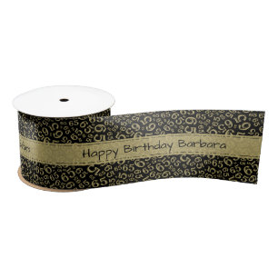 Ruban En Satin Joyeux Anniversaire 65 motif numérique noir/or
