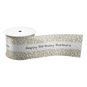Ruban En Satin Joyeux Anniversaire 65 Motif Numérique Or/Blanc