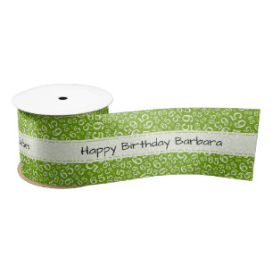 Ruban En Satin Joyeux Anniversaire 65 Motif Numérique Vert/Blanc