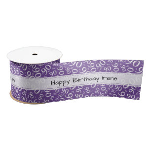 Ruban En Satin Joyeux Anniversaire 90 Motif Numérique Satin Viole