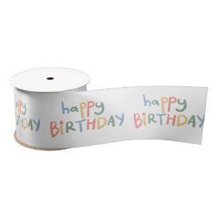 Ruban En Satin Joyeux Anniversaire Blanc Pastel Jeux pour enfants
