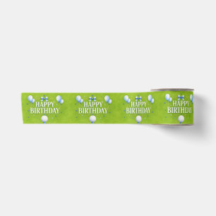 Ruban En Satin Joyeux Anniversaire Golf pour Garçon Aquarelle