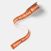 Ruban En Satin Joyeux Anniversaire Nom Orange (Dos)