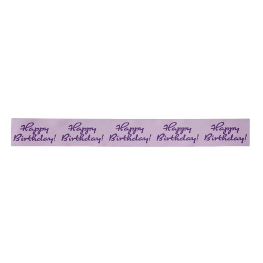 Ruban En Satin Joyeux Anniversaire Purple Script (Devant)