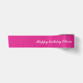 Ruban En Satin Joyeux Anniversaire Rose Chaud Ajouter Texte (Devant)