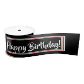 Ruban En Satin Joyeux Anniversaire Rouge blanc Script (Bobine)