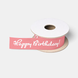 Ruban En Satin Joyeux anniversaire ! Script Décontracté blanc