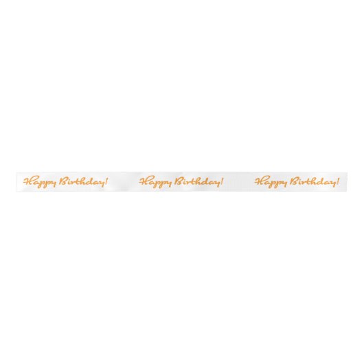 Ruban En Satin Joyeux anniversaire ! Script Décontracté orange cl (Devant)