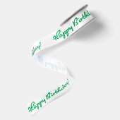 Ruban En Satin Joyeux anniversaire ! Script Décontracté vert (Dos)