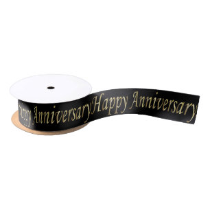 Ruban En Satin Joyeux Mot Anniversaire en Or