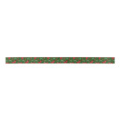 Ruban En Satin Joyeux Motif de Noël Rouge et vert (Devant)