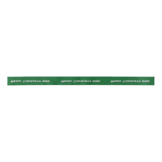 Ruban En Satin Joyeux Noël 2025 Ribbon vert personnalisé (Devant)