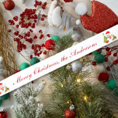 Ruban En Satin Joyeux Noël Arbre de neige Cadeaux personnalisés