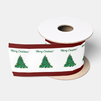Ruban En Satin Joyeux Noël Art Moderne Cute Petit Arbre