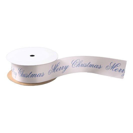 Ruban En Satin Joyeux Noël bleu rose et bleu marine (Bobine)