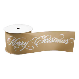Ruban En Satin Joyeux Noël Calligraphie Fêtes Élégant Or