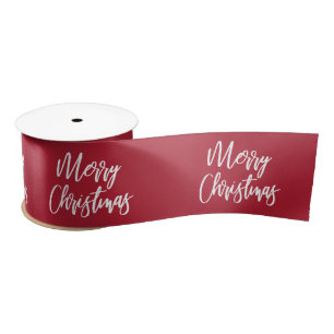Ruban En Satin Joyeux Noël Calligraphie Rouge