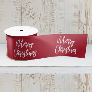 Ruban En Satin Joyeux Noël Calligraphie Rouge Fête