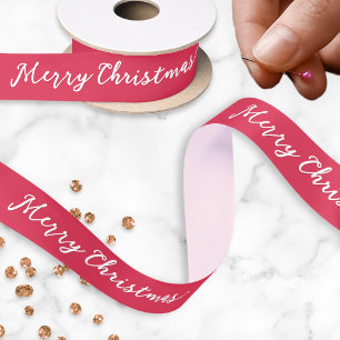 Ruban En Satin Joyeux Noël Écriture Élégante Rouge Fête de Fêtes