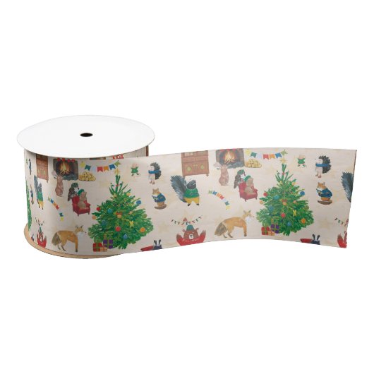 Ruban En Satin Joyeux Noël Fun Wildlife (Bobine)