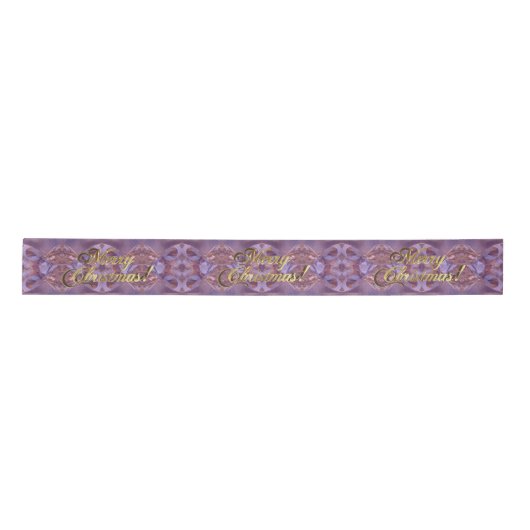 Ruban En Satin Joyeux Noël Gold Script Motif rose violet (Devant)