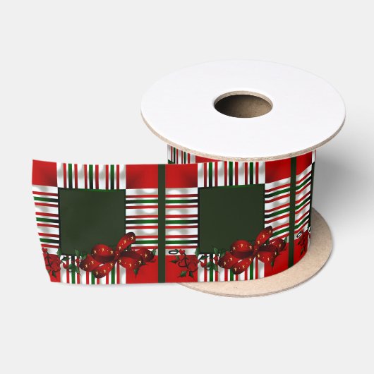 Ruban En Satin Joyeux Noël Patchwork (Bobine)