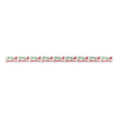 Ruban En Satin Joyeux Noël Père Noël Sleigh rouge vert script (Devant)