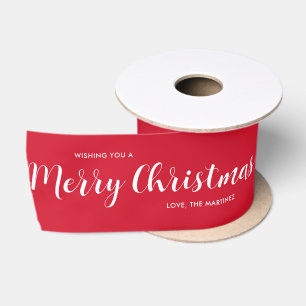 Ruban En Satin Joyeux Noël personnalisé Rouge