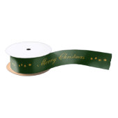 Ruban En Satin Joyeux Noël personnalisé Texte vert chic (Bobine)